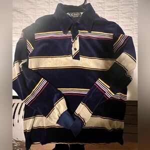 Vintage striped velour rugby shirt, size M
